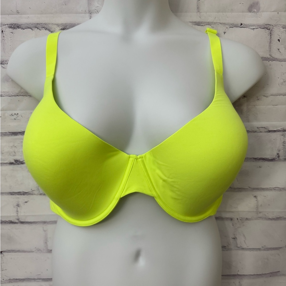 Skims 46DDD Bra Seamless T Shirt Underwire Neon Green Highlighter Rare - Picture 1 of 9